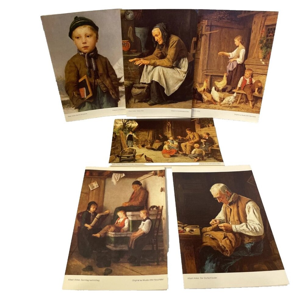 6 Blank 5x7 Greeting Cards Featuring Albert Anker Art by ABC Gallery Envelopes
